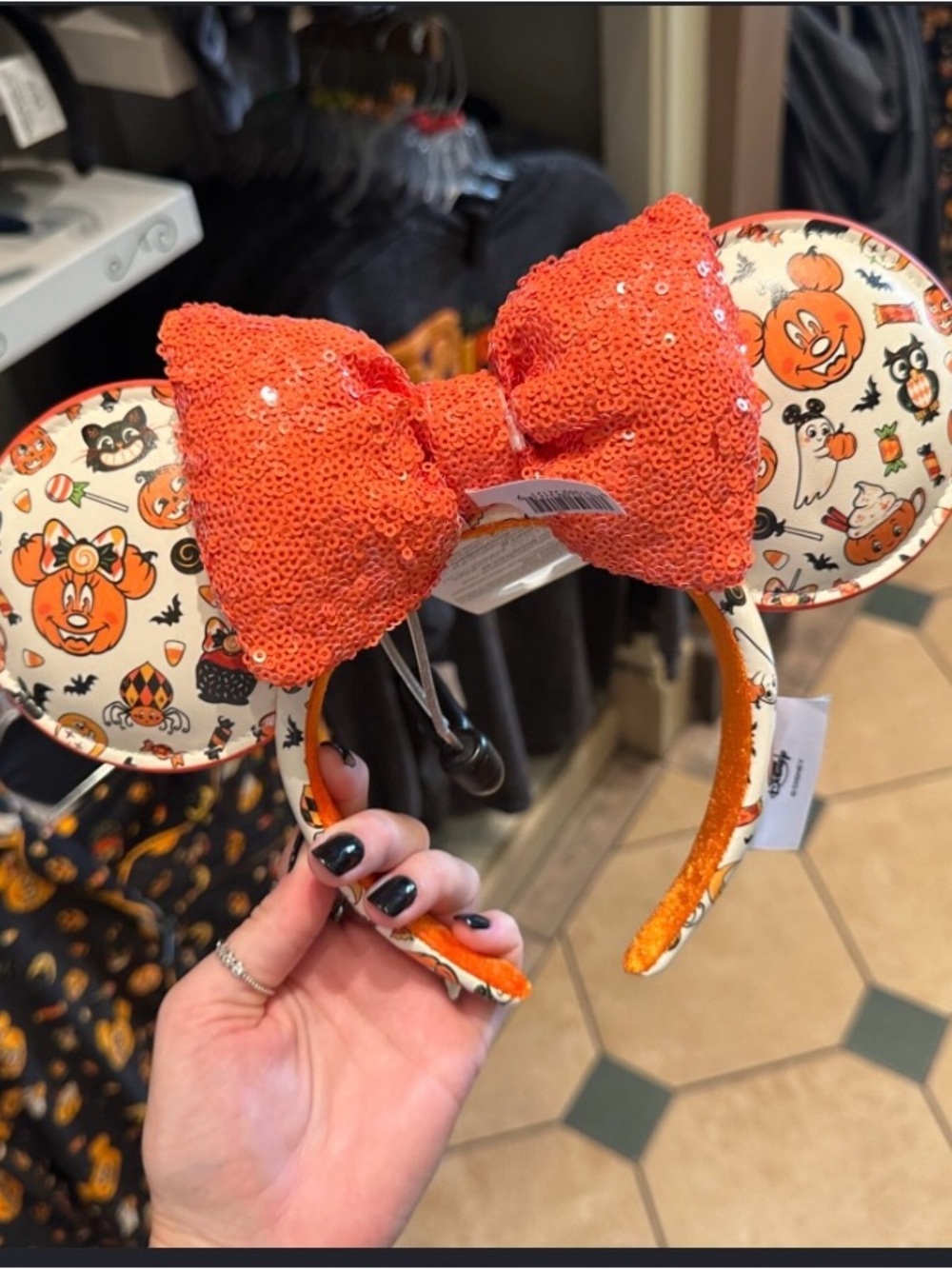 Disney Orange Sequin Bow Pumpkin Ears Headband